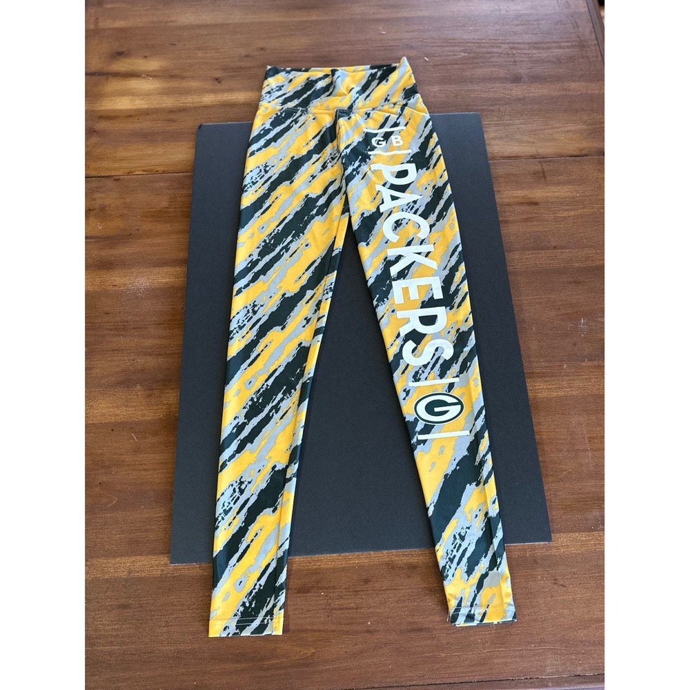 NFL Team Apparel Green Bay Packers Leggings Yellow/Green Women's Size Small
